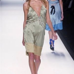 Chloe SS 2005 Phoebe Philo Sage Green Silk Dress Spring 2005 Runway Collection